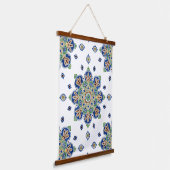 メダリオンデザイン付きウッドトップウォールタペストリー 吊り下げ型タペストリー (傾斜あり)