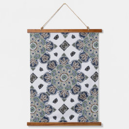 メダリオンデザイン付きウッドトップウォールタペストリー 吊り下げ型タペストリー