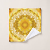 メダリオンパターンinマスタードイエローろうけつ染めパターン バスタオルセット (ウォッシュタオル)