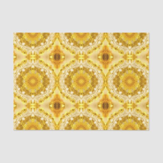 メダリオンパターンinマスタードイエローろうけつ染めパターン 薄葉紙 (正面)