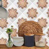 メダリオンブラウン、金ゴールド、オレンジのセラミックタイル タイル