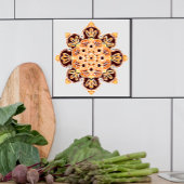 メダリオンブラウン、金ゴールド、オレンジのセラミックタイル タイル