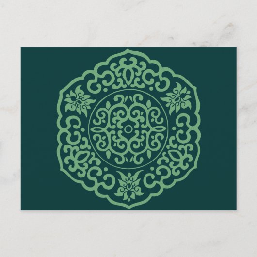 メダリオン中国のグリーン ポストカード (正面)