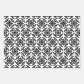 メダリオン日本のパターン、アクア。赤、黒/白 ラッピングペーパーシート (正面3)