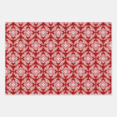 メダリオン日本のパターン、アクア。赤、黒/白 ラッピングペーパーシート (正面2)