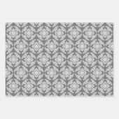 メダリオン日本のパターン、金ゴールド、グレー、緑 ラッピングペーパーシート (正面2)