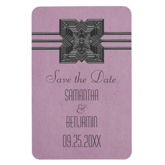 メダリオン縁ど日付磁石、薄紫を保存 マグネット (縦)