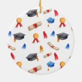 メダルと卒業式キャップ卒業クリスマス セラミックオーナメント (裏面)