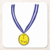 メダルを取った スクエアペーパーコースター (正面)