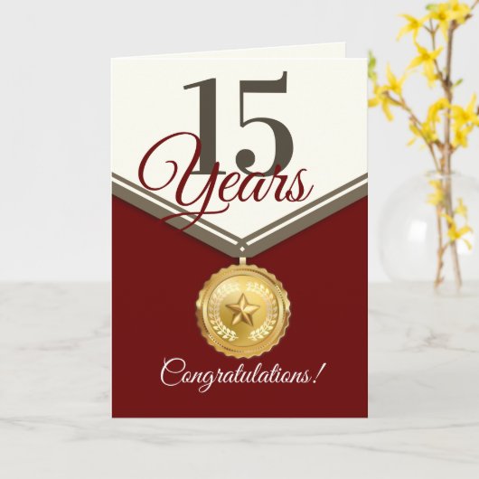 メダルフェイクユニバーサル従業員記念日カード カード (黄色い花)