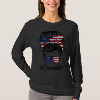 メチャクチャの髪の女性Bun American Grams Life Of Ju Tシャツ