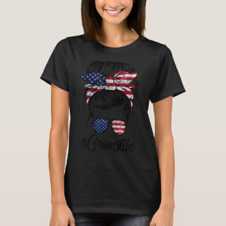 メチャクチャの髪の女性Bun American Grams Life Of Ju Tシャツ
