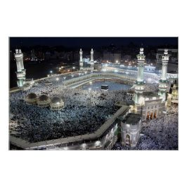 メッカのカアバにあるハッジ巡礼者の空中眺め ポスター