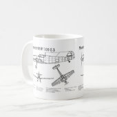 メッサーシュミット Bf 109 - 航空機設計図 BD コーヒーマグカップ (正面左)