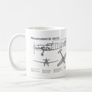 メッサーシュミット Bf 109 - 航空機設計図 BD コーヒーマグカップ