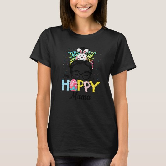 メッシおもしろいーBunヘアワンホッピーMama Bunny Happy Ea Tシャツ (正面)