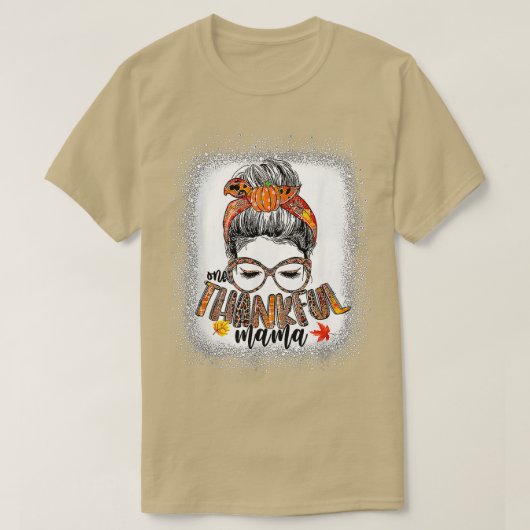 メッシおもしろいーBun 1感謝ママ秋秋 Tシャツ (デザイン正面)