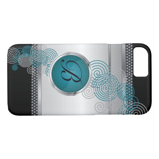 メッシュ鋼(円形の銀と黒のひだ付き) Case-Mate iPhoneケース (裏面(横))