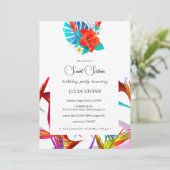 メッシーカラフルトロピカルフローラホワイトベーススウィート16 招待状 (スタンド正面)