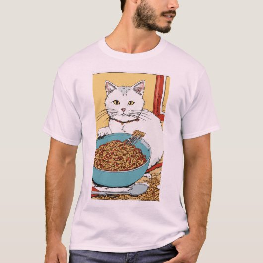 メッシースパゲティ猫 – インスパイアヘレTシャツデザイン Tシャツ (正面)