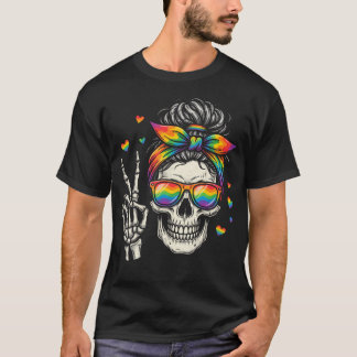 メッシーバンスカルレインボーフラッグLGBTゲイプライド女性 Tシャツ