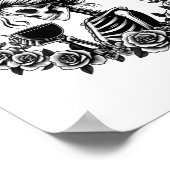 メッシーバンスケルトン飲むコーヒーヴィンテージハロー ポスター (角)