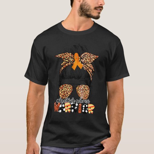 メッシーバンヒョウ多発性硬化症認識度ママ Tシャツ (正面)