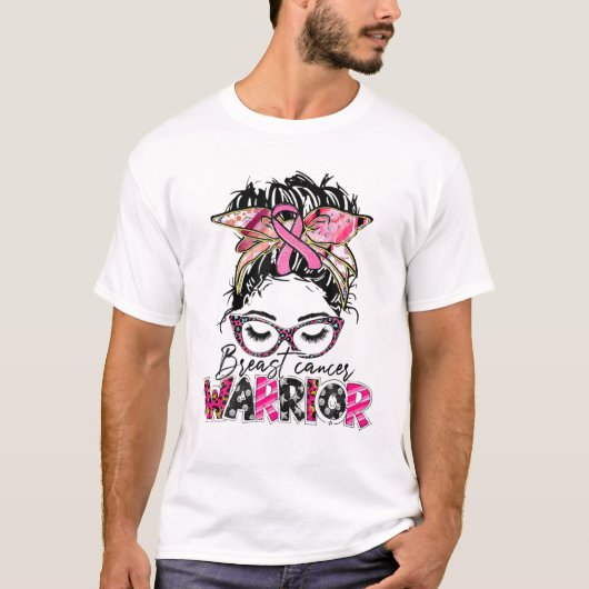 メッシーバンヒョウ衣服ピンクウォリアー乳癌 Tシャツ (正面)