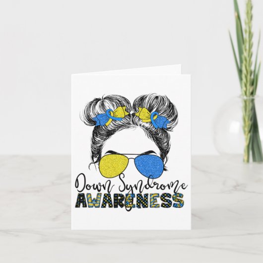 メッシーバンヘアダウン症候群認識度ガールキッド カード (正面)