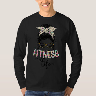 メッシーバンヘアフィットネスライフジムトレーナートレーニング Tシャツ