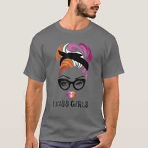 メッシーバンヘアIキスガールズママLGBTレズビアンレイン Tシャツ
