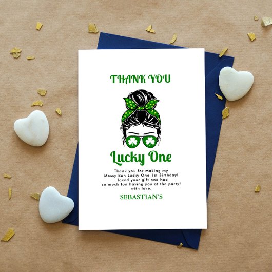 メッシーバンラッキーワンの誕生日の女の子 サンキューカード