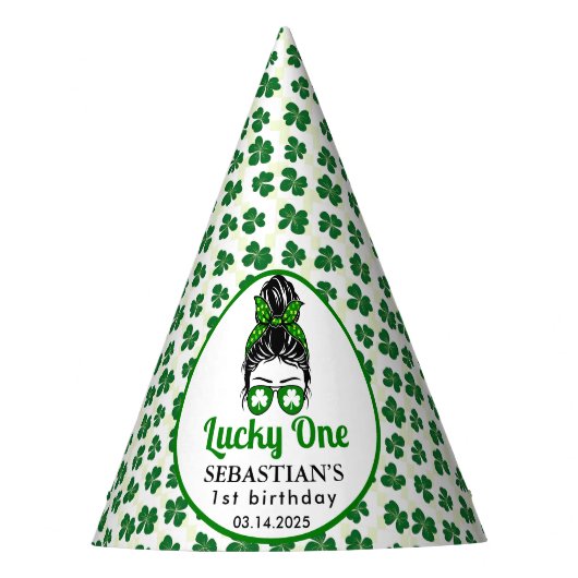 メッシーバンラッキーワンの誕生日の女の子 パーティーハット (正面)