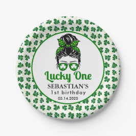 メッシーバンラッキーワンの誕生日の女の子 ペーパープレート