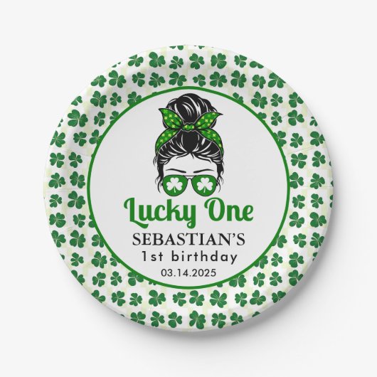 メッシーバンラッキーワンの誕生日の女の子 ペーパープレート (正面)