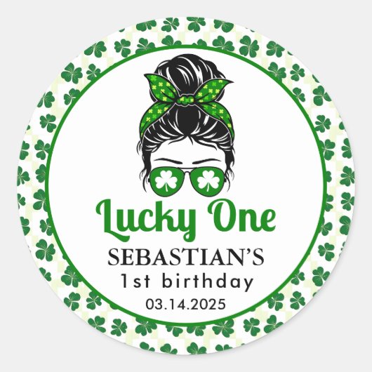 メッシーバンラッキーワンの誕生日の女の子 ラウンドシール (正面)