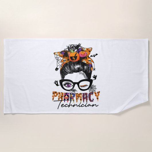 メッシーバン薬局テクニシャンハローウィンパーティ ビーチタオル (正面)