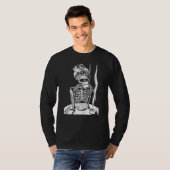 メッシーバン・スケルトンの女性がコーヒーを飲む 怠け者 Tシャツ (正面フル)