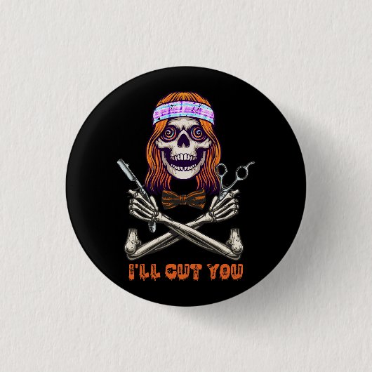 メッシーパンスカル絞り染め美容院Hカット 缶バッジ (正面)