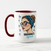 メッシーブンアンド蝶名前をカスタムするファミリー マグカップ (左)