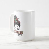 メッシーブンディセンジャーガールヒョウのプレイドタイポグラフィ コーヒーマグカップ (正面左)