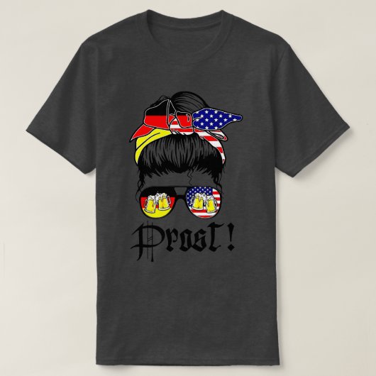 メッシーブンプロストのビールドイツアメリカ国旗Oktoberf Tシャツ (デザイン正面)