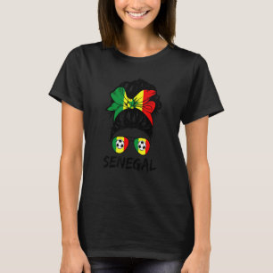 メッシーブンヘア愛国的セネガル国旗セネガルF Tシャツ