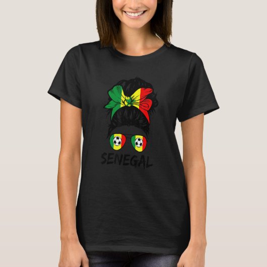メッシーブンヘア愛国的セネガル国旗セネガルF Tシャツ (正面)