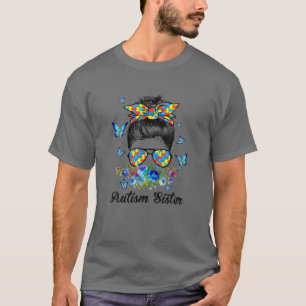 メッシーブ誇りを持ったン自閉症シスターリボンパズルフローラ Tシャツ