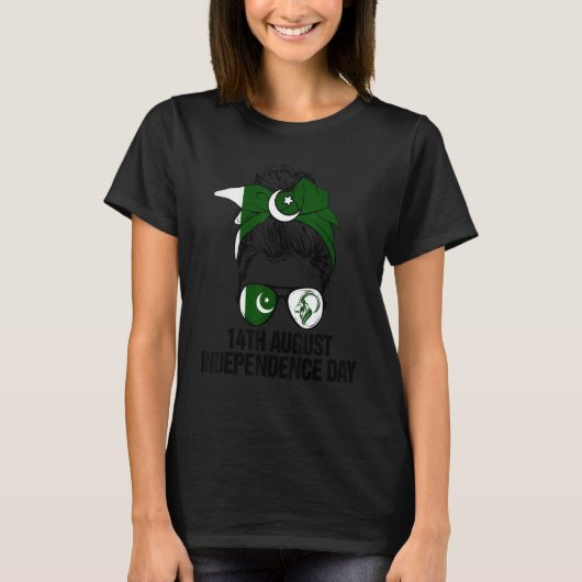 メッシーヘアバンパキスタン国旗14威厳がある独立 Tシャツ (正面)