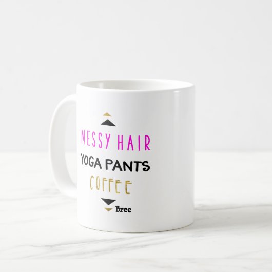 メッシーヘアヨガパンツパーソナライズされたコーヒーシック コーヒーマグカップ (正面左)