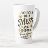 メッシーママ引用文-ヴィンテージタイポグラフィ カフェラテマグ (右アングル)