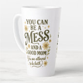 メッシーママ引用文-ヴィンテージタイポグラフィ カフェラテマグ (左アングル)