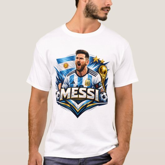 メッシ 10 サッカー伝説 グラフィックTシャツ – Tシャツ (正面)